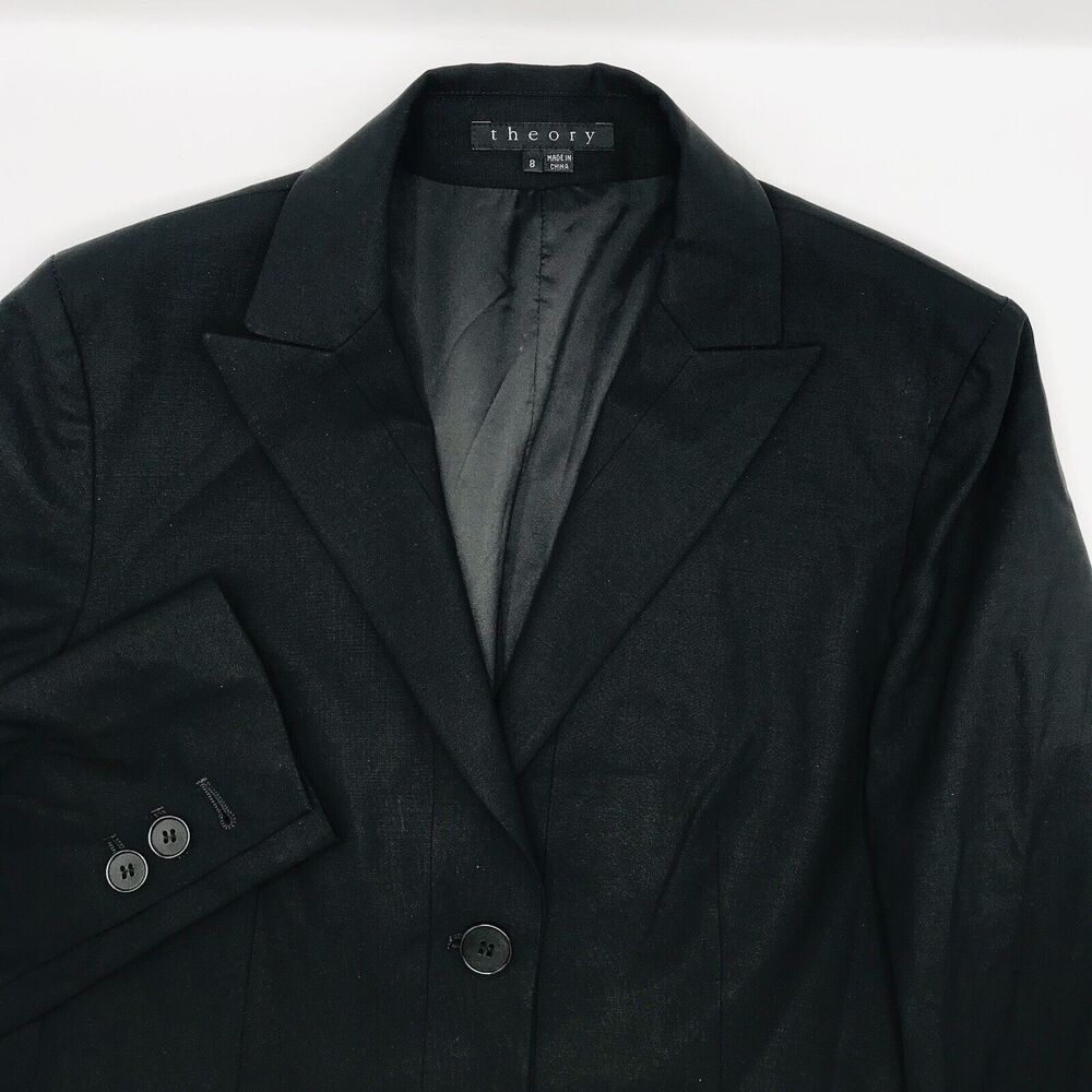 Theory Black Tailored Wool Lycra 2 Button Front B… - image 5